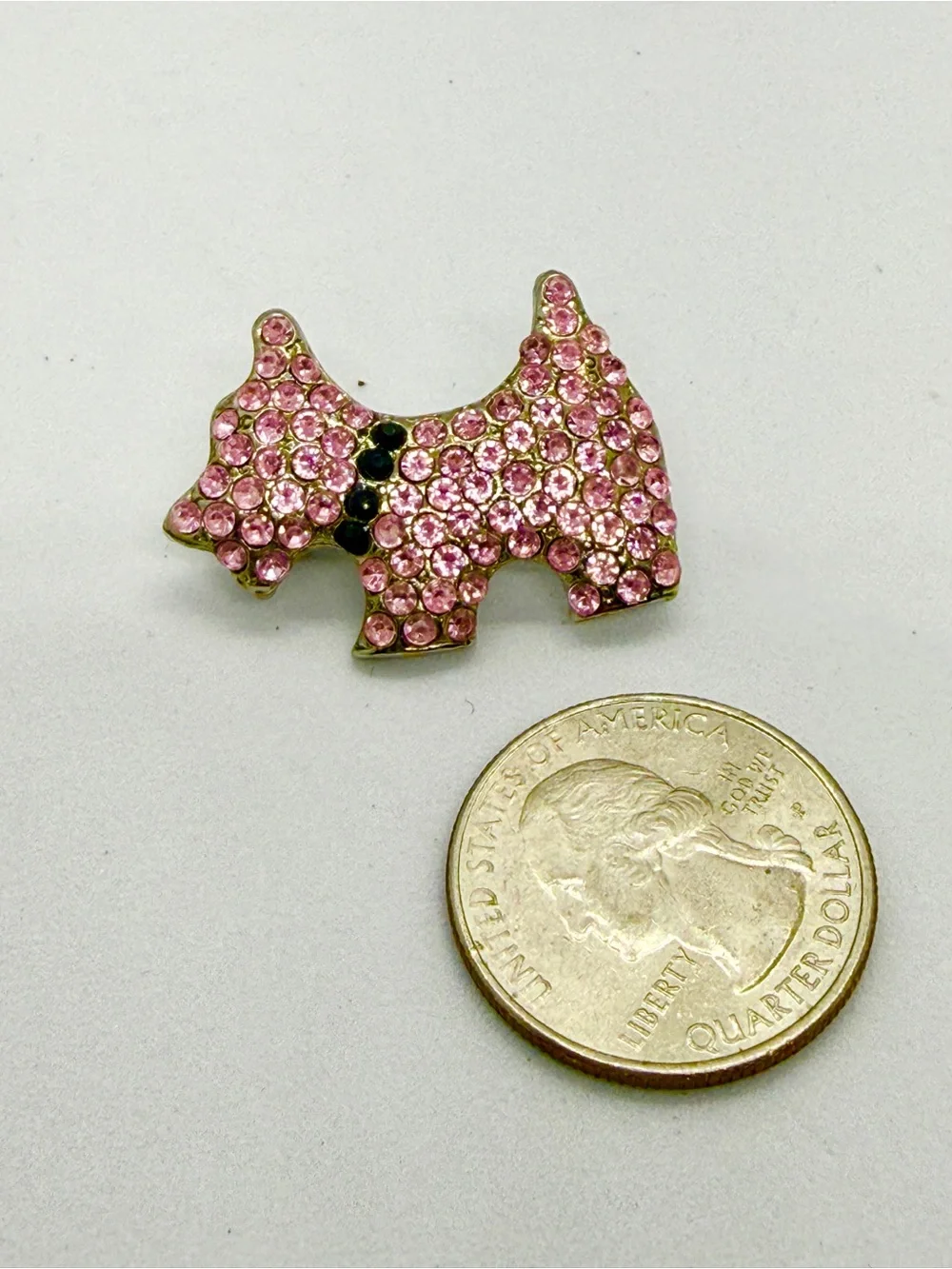 Scottie Dog Brooch Pink Rhinestone  Scottish Terrier Pin Kawaii Puppy Jewelry